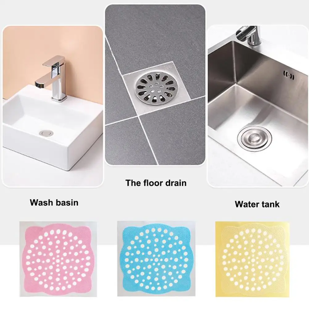 

Hot Disposable Bathroom Floor Drain Stickers Shower Net Stopper Outfall Strainer Sewer Tape Drain Catcher Kitchen Mesh Sink O3V1