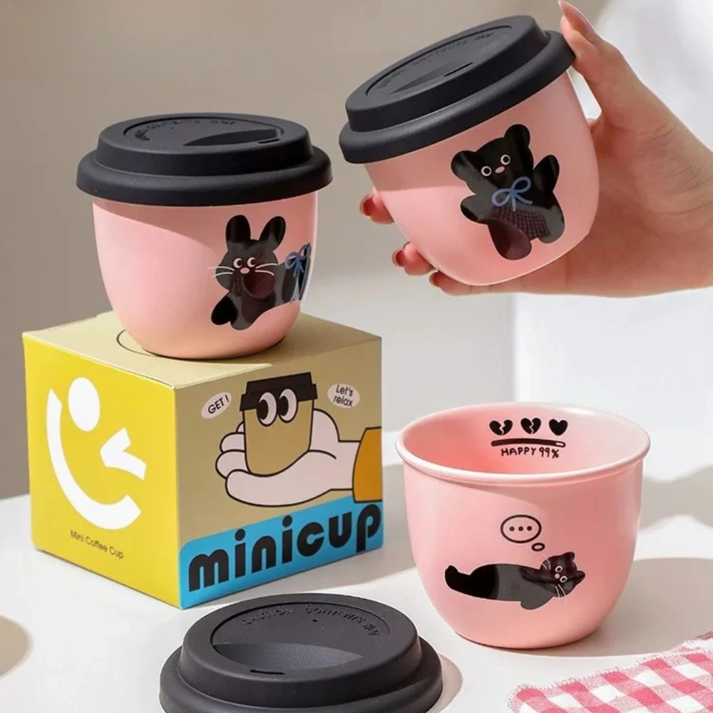 Niedlicher und tragbarer Becher mit Silikondeckel, rosa Handkaffeetasse, Wasserbecher für die beste Freundin des Mädchens, schöner Trinkbecher aus Keramik