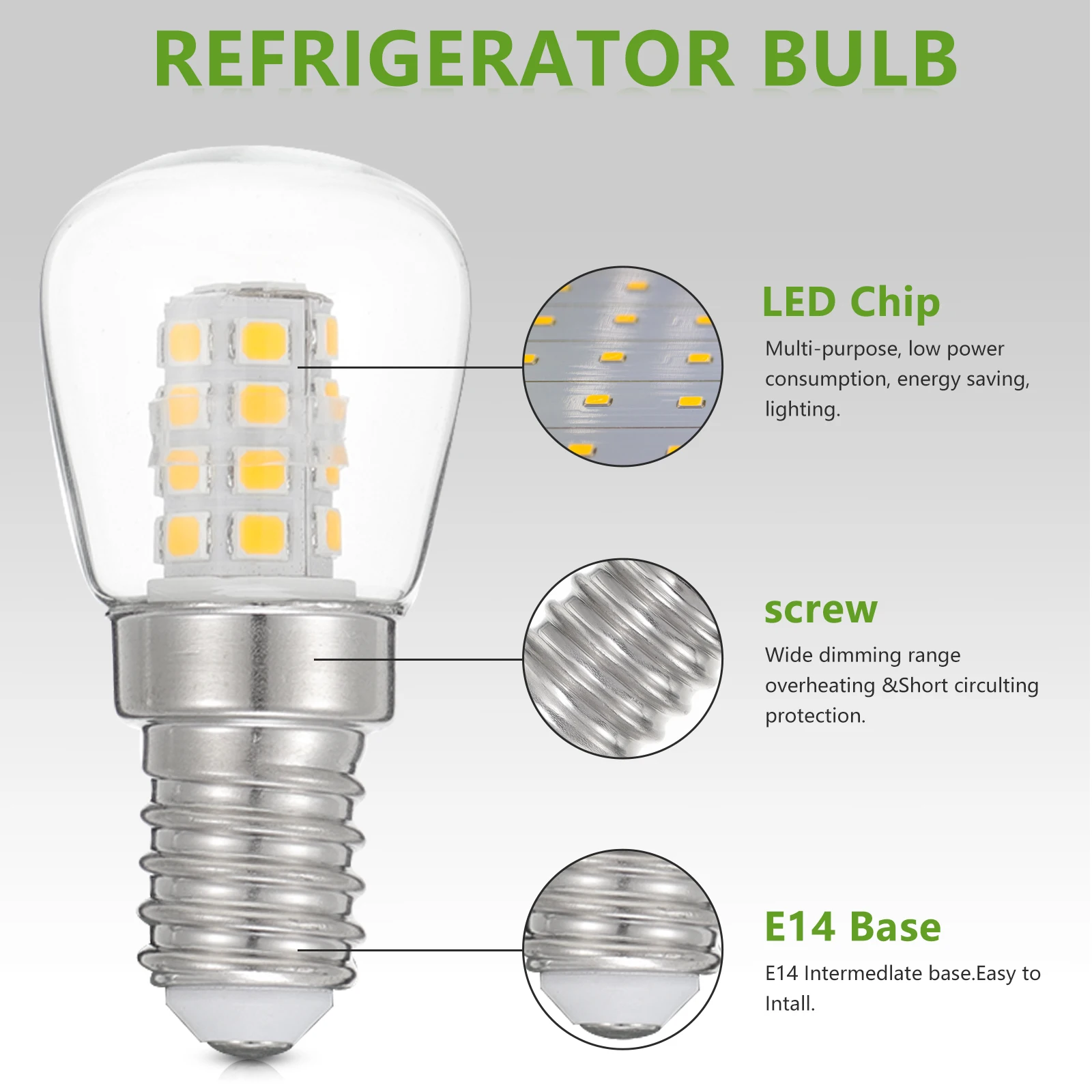 Ampoule de réfrigérateur E14 3W 220V, 4 pièces, ampoule Led, appareil à économie d'énergie, lampe pour lustre de réfrigérateur, pièce de rechange pour hotte de cuisine