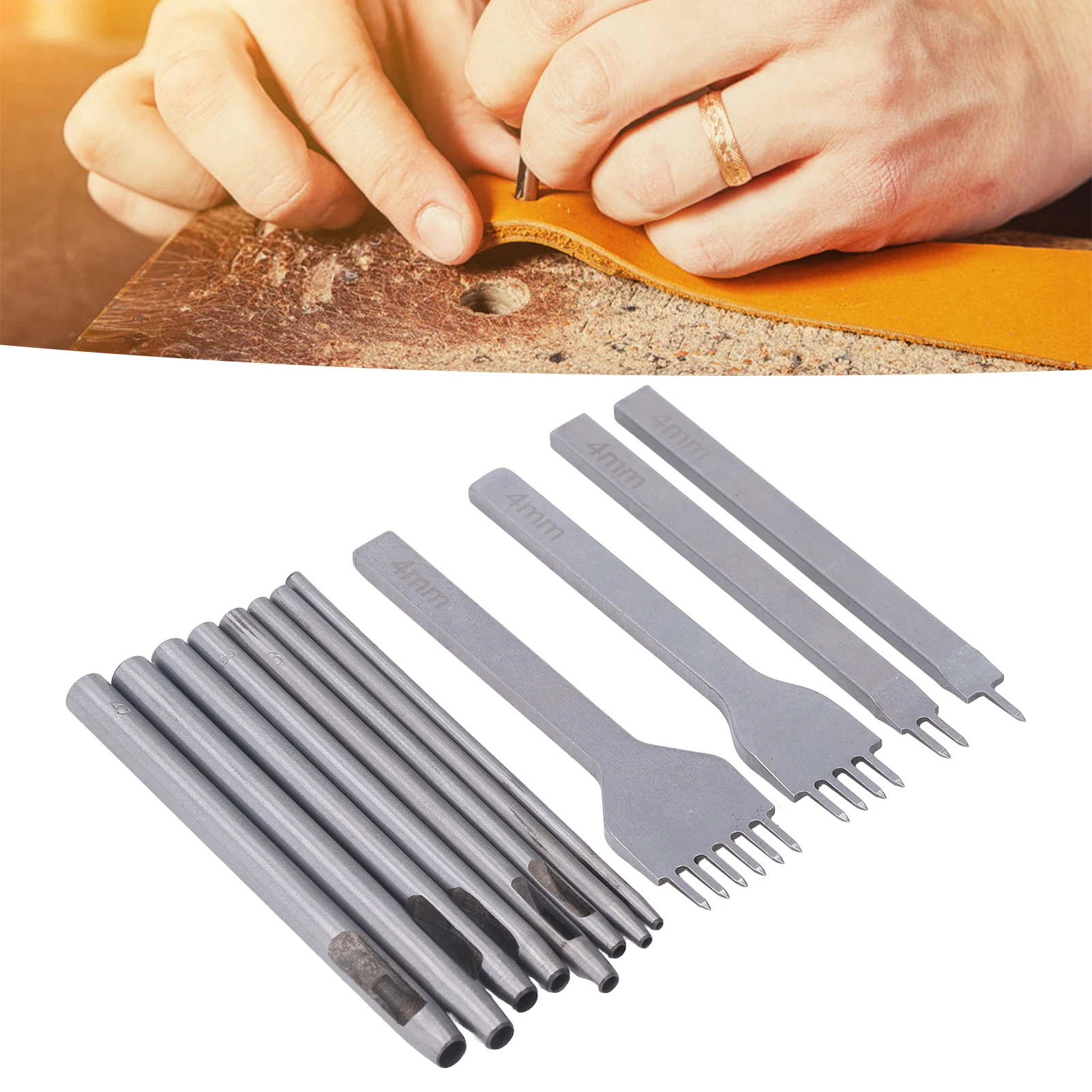 

Набор пробойников для кожи: ручной инструмент для пробивания круглых отверстий и швов для рукоделия из кожи