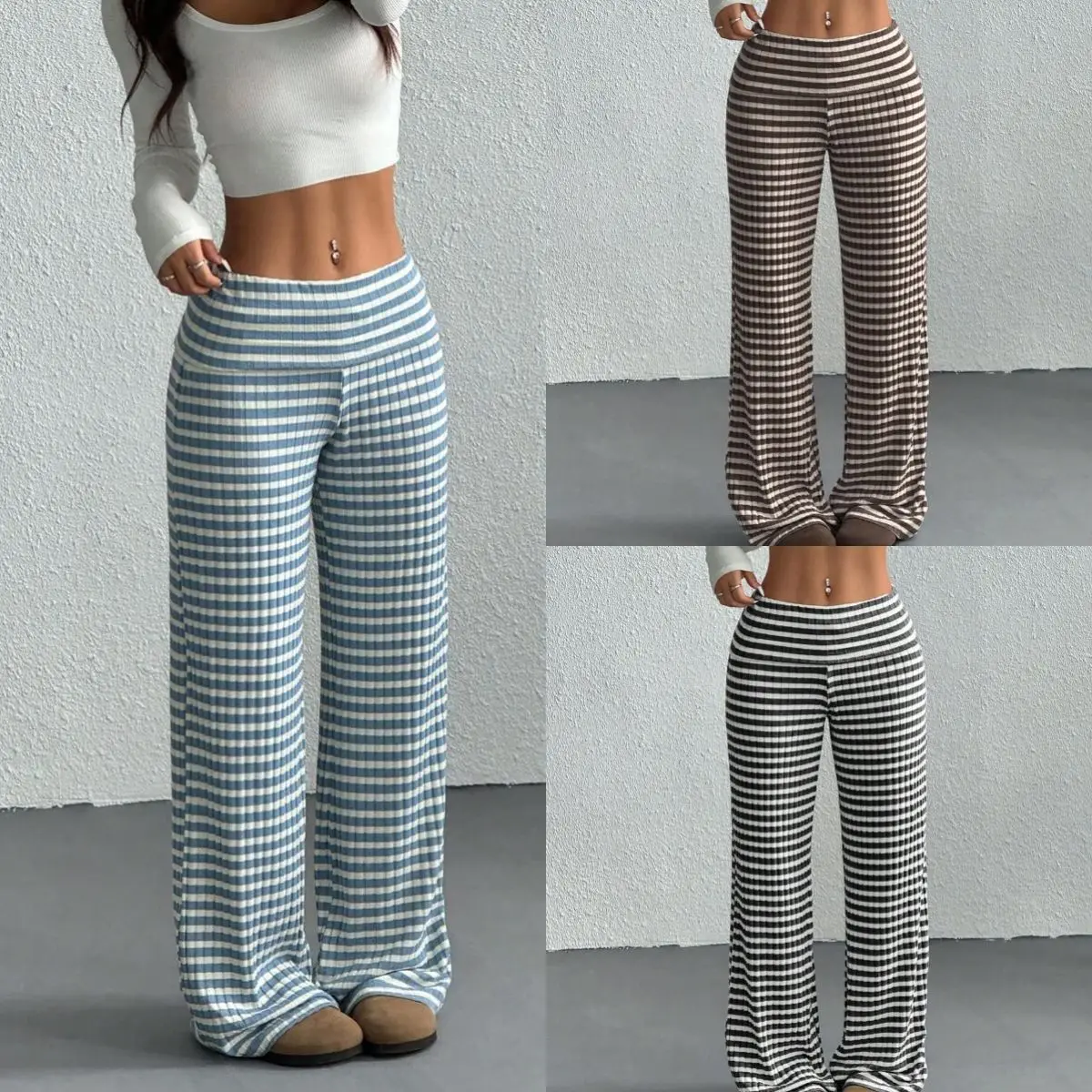 Casual Sexy Basic Solid Flare Pants Y2K Slim Stripes Pants Women 2025 Autumn Spring Fashion Streetwear Lady Versatile Trousers