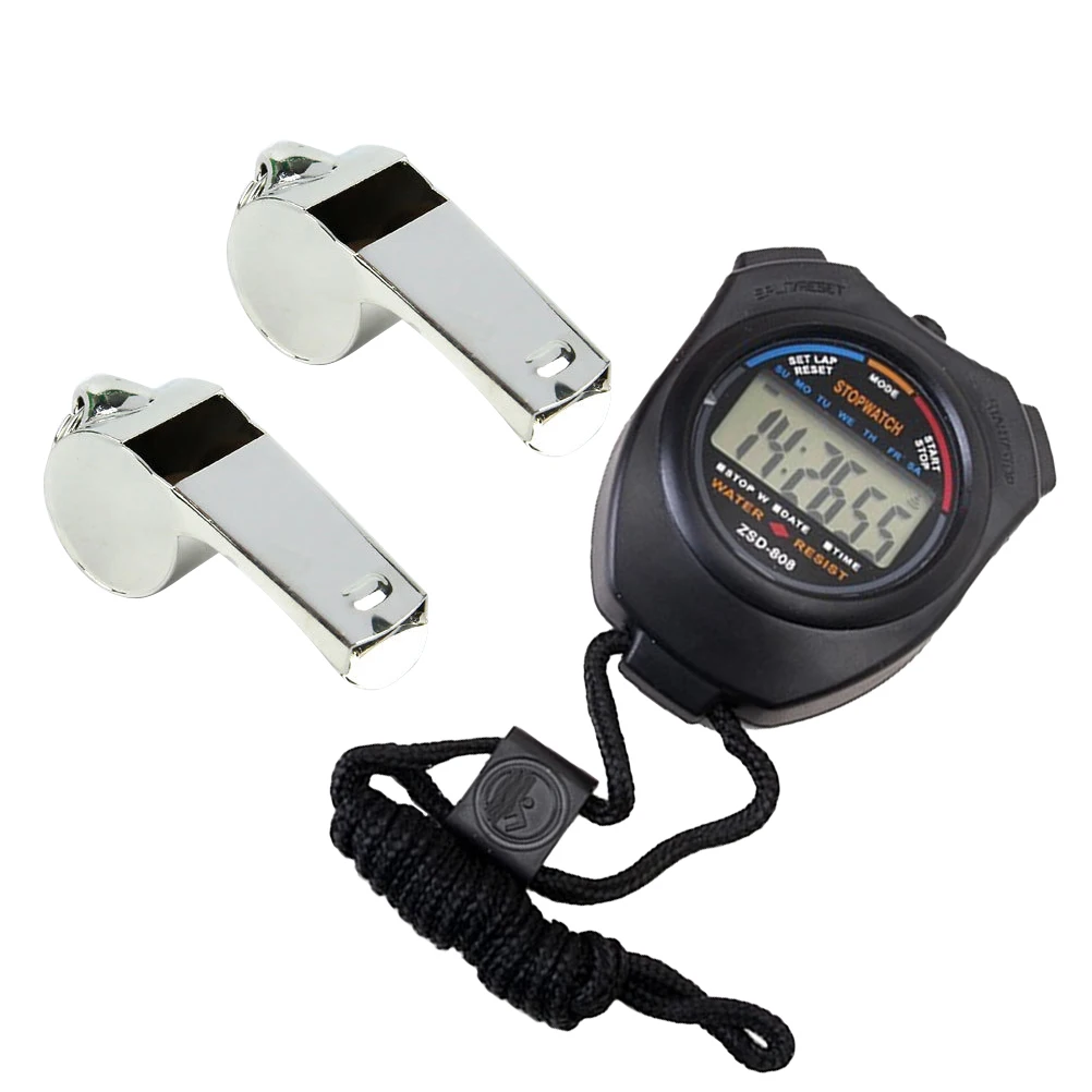 

Professional Stopwatch Timer 2Whistles HighClass Material LongService Suitable Racing Running Swimming Sports Multifunctional