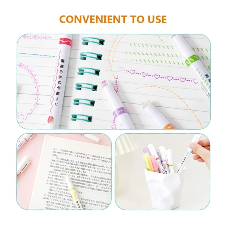 

18PCS 6 Color Magic Border Pen Curve Highlighter Pen For Planner Scrapbook Art Office School Supplies, School Supplies
