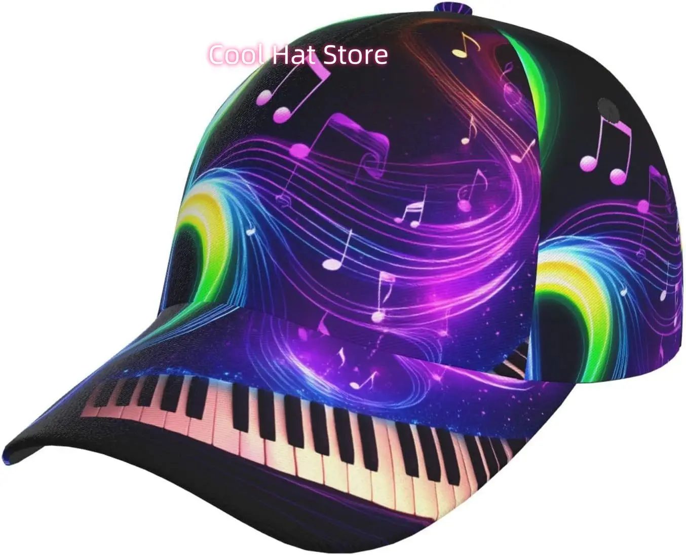 Colorful Musical Harmony Pattern Baseball Cap Adjustable Cotton Baseball Hat for Sports, Outdoor, Travel Gifts for Men