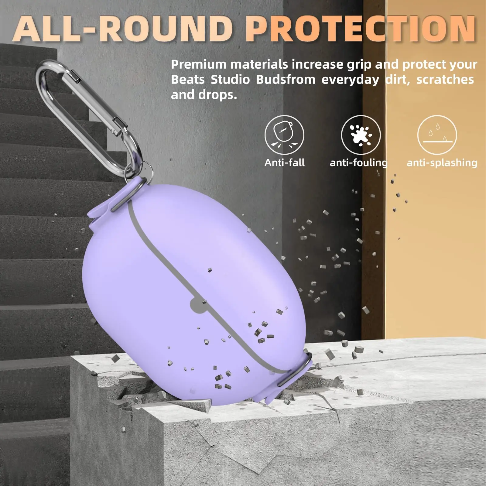 Caixa de armadura para beats studio buds (2021) protetor [bloqueio seguro] com chaveiro/cordão fone de ouvido acessórios para batimentos studio buds