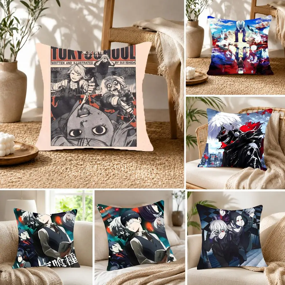 Dark Horror Anime T-Tokyo Ghoul Cushion Cover Fluffy velvet Nordic style plush Living room sofa decorative