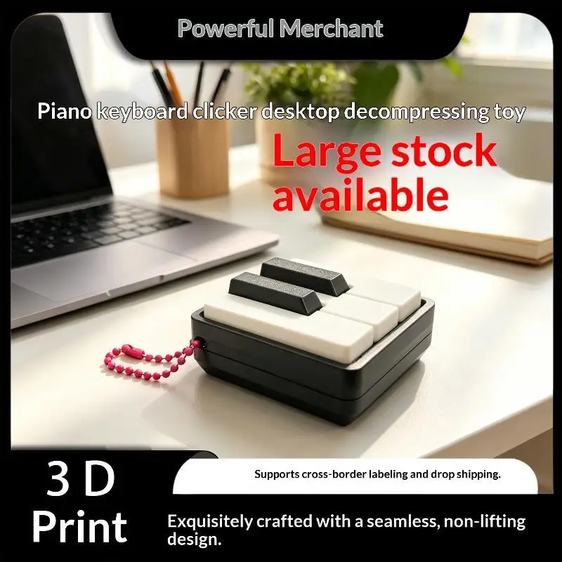 New Sale Mini Piano Keyboard Fidget Clicker Toy Satisfying Press Feeling Portable Keychain For Adults Office Stress Relief view 2