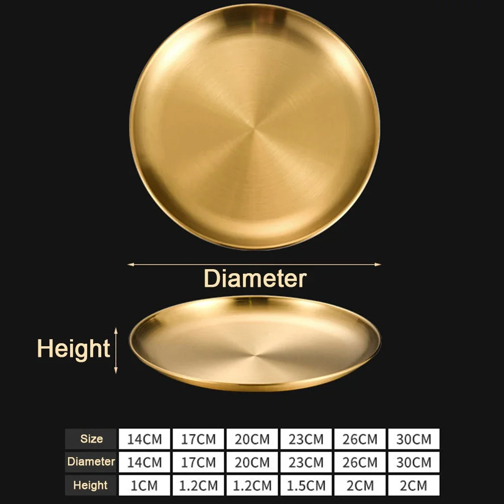 1/2/4/6Pcs 17cm Round Plate Rust-Proof Stainless Steels Plate Stackable Food Serving Plate for Dessert BBQ Camping Dishes Home