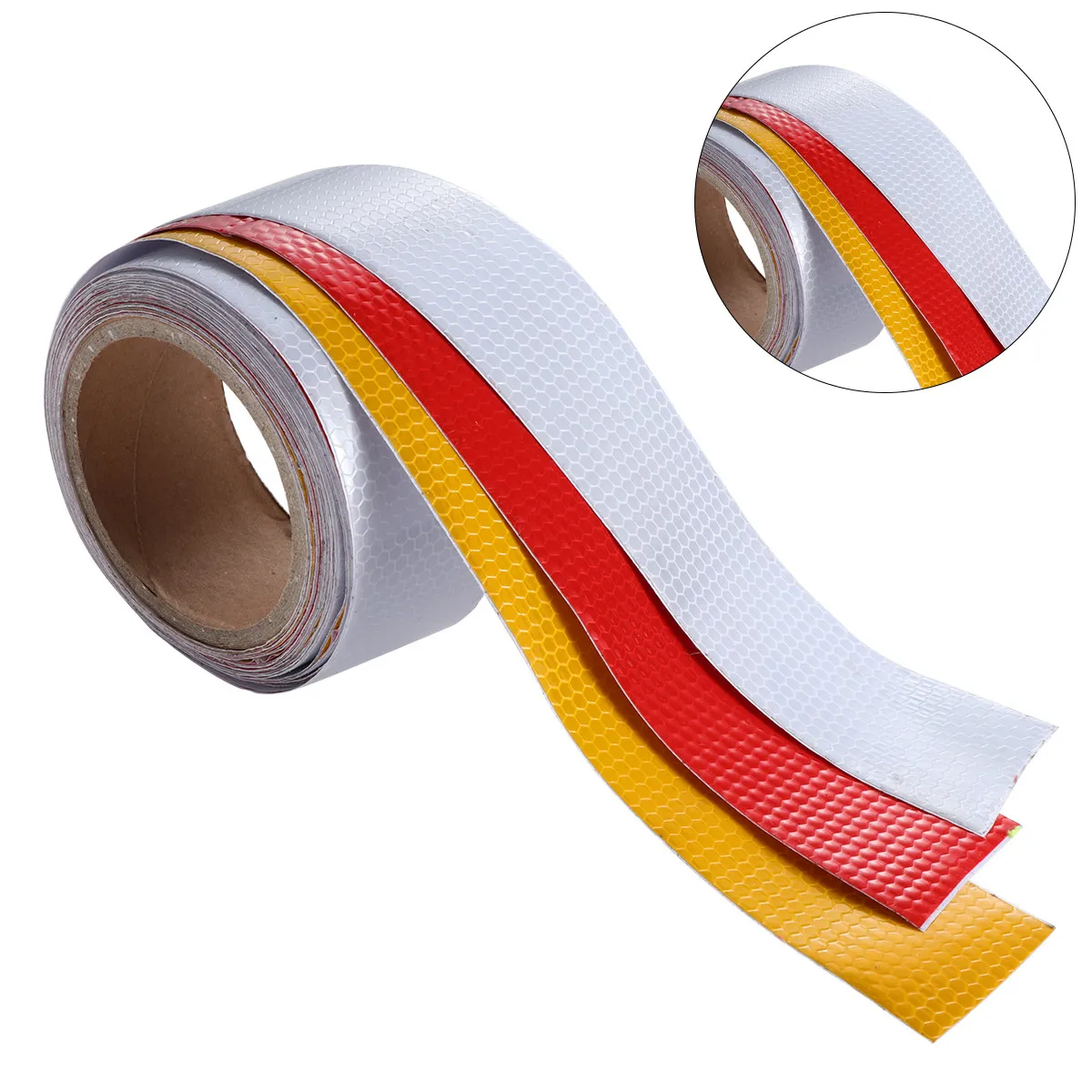 

3 Rolls Safety Tape Reflective Micro-Crystalline Yellow Red Silver Weather Resistant Warning Tape for Law Enforcement