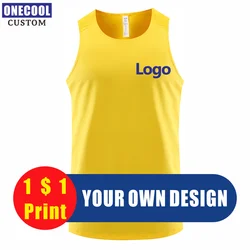 ONECOOL Quick Dry Sport Vest Custom Logo Print Personal Team Brand Embroidery Running T-Shirt Summer Men And Women Tops 6 Colors