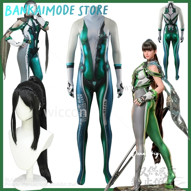 لعبة Nikke التأثيرية بليد كولاب إيف أنيمي زي ثلاثية الأبعاد مطبوعة أخضر مثير بذلة الشرير Zentai ارتداءها Y2K Jirai Kei Girls Cos