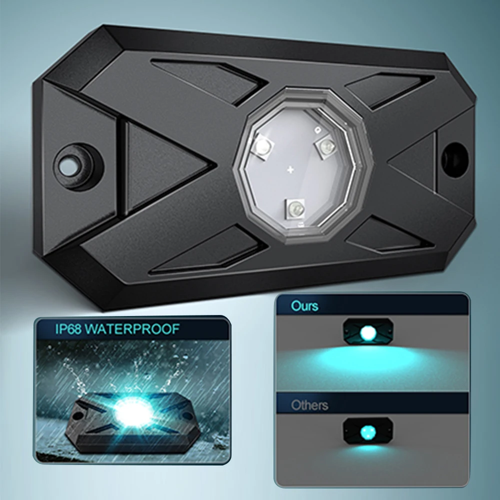 RGB LED Trail Rig Light Rock Lights 4/6/8 Pods Underglow App Remote Control Music Mode for Pickup ATV RZR UTV Chassis Lighting