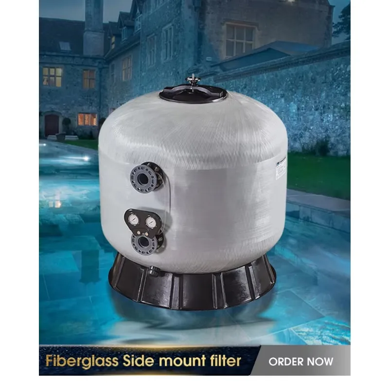 PIKES Flange Fiberglass Side Mount Sand Filter Water Treatment Equipment With Large Flow Rate:55-210M³/h For Swimming Pool