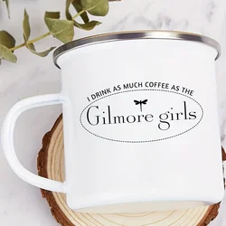 1pc Gilmore Girl Pattern Enamel Cup Coffee Mug Good Gift for Her Family Birthday Christmas Halloween Commemoration Day Outdoors