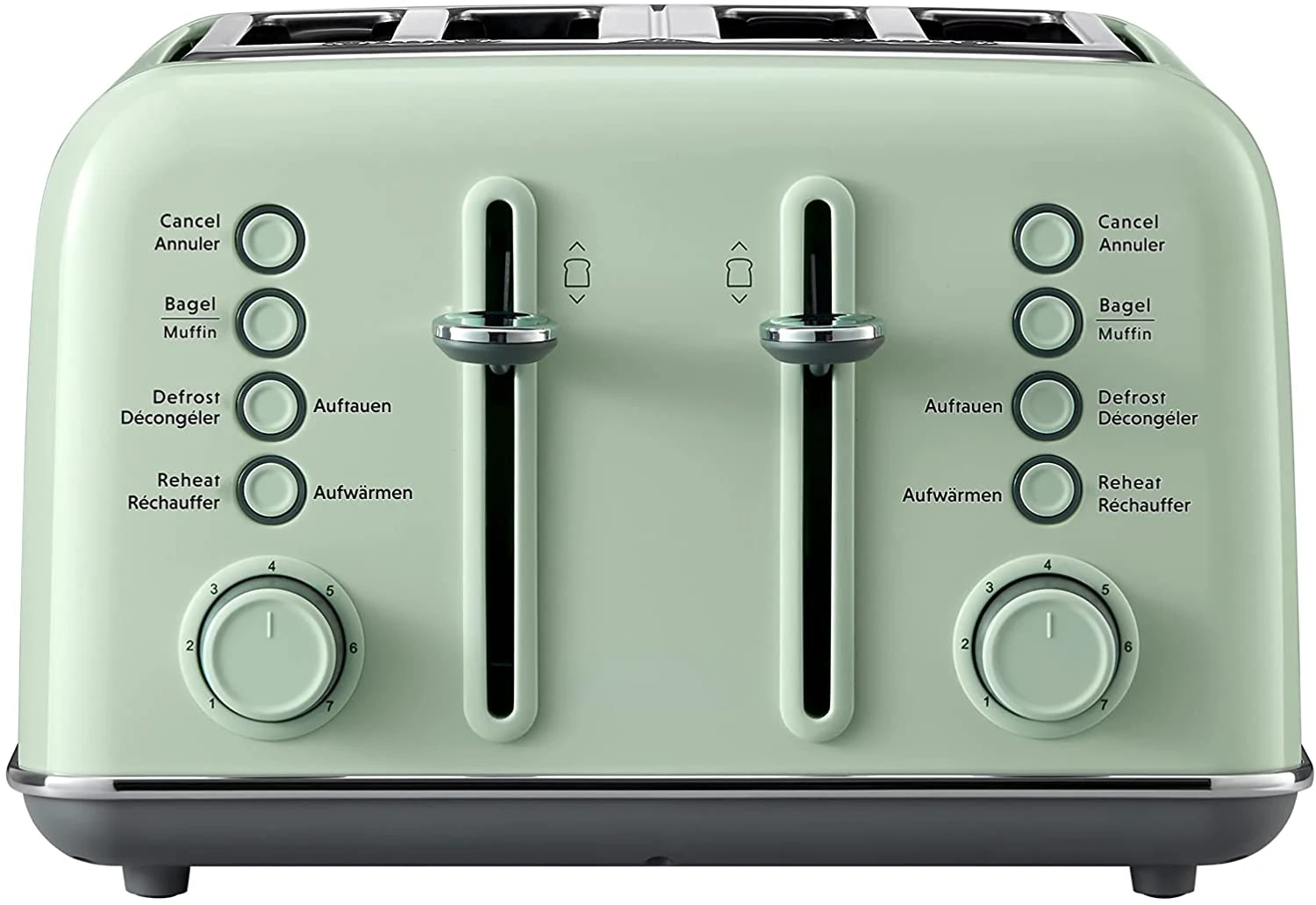 electric set bun with stainless steel panel toaster long big slot multi use digital timer toaster