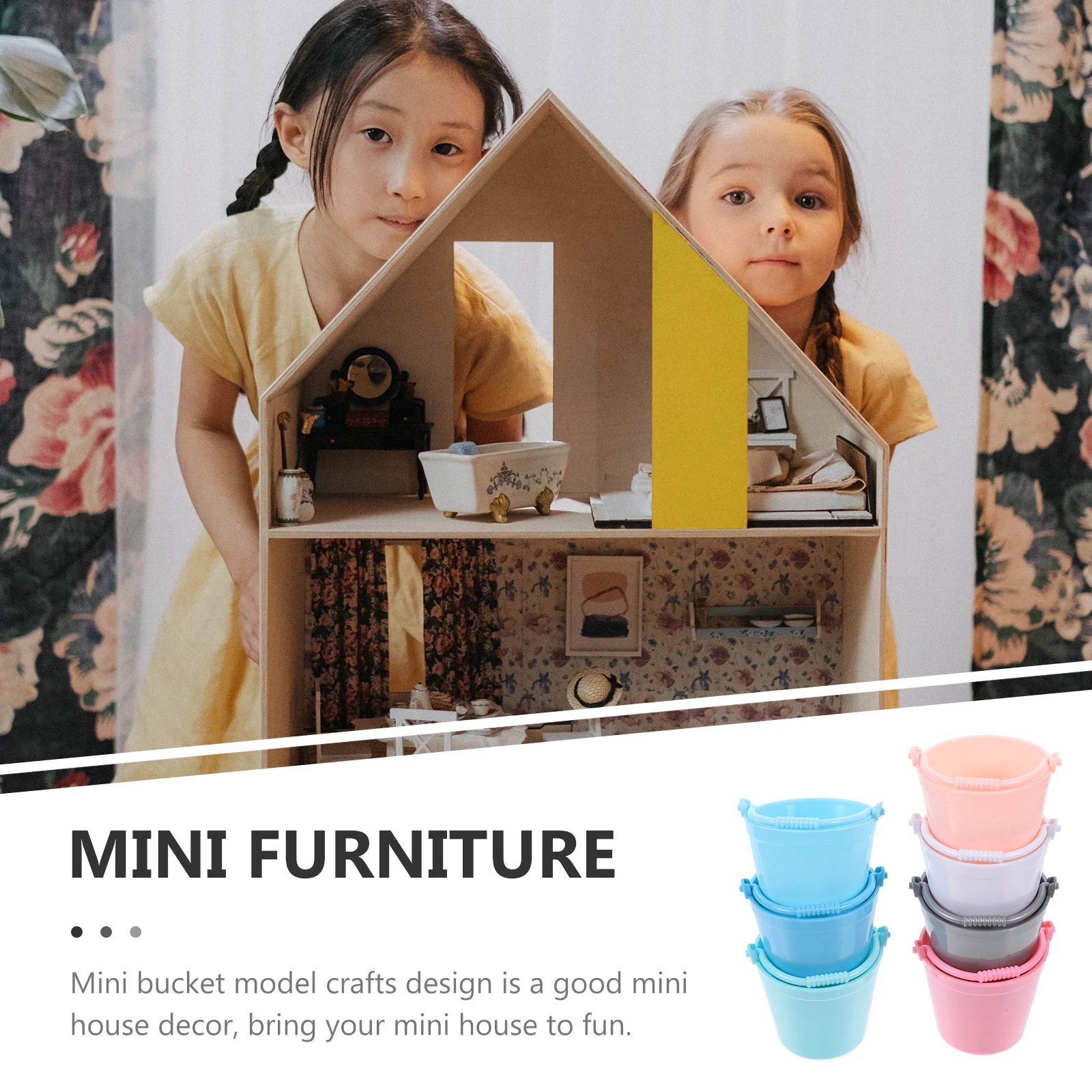 

14Pcs Mini Bucket Decor Cleaning Tools for Kids Micro Landscape DIY Realistic Accessories Bucket Toy Scene Props