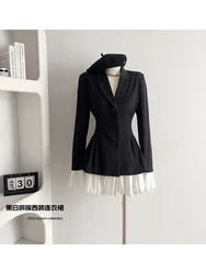 Abito Blazer da sera a-line gotico nero da donna Vintage Y2k Mini abito di lusso a maniche lunghe abiti di un pezzo 2000s vestiti 2023