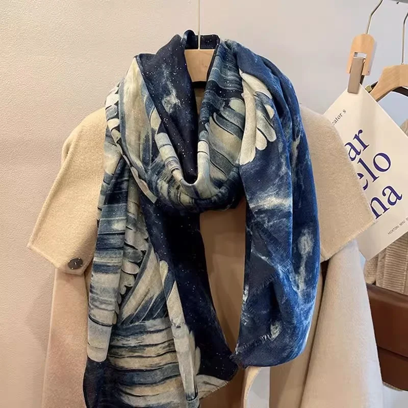 cachecol-de-algodao-e-linho-feminino-longo-azul-profundo-outono-inverno-versatil-estilo-coreano-multifuncional