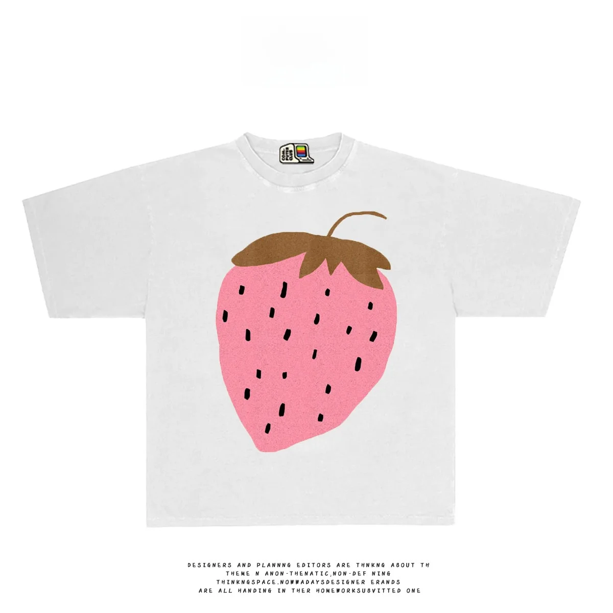 t-shirt-a-maniche-corte-con-stampa-fragola-in-stile-oldschool-stile-casual-tessuto-misto-tasca-per-fazzoletto-collezione-estiva