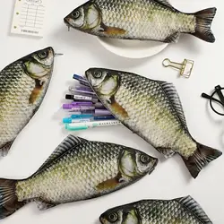 Creative Large Capacity Pen Bag Simulated Crucian Carp Multifunctional Pencil Case Stationery Organizer School Office