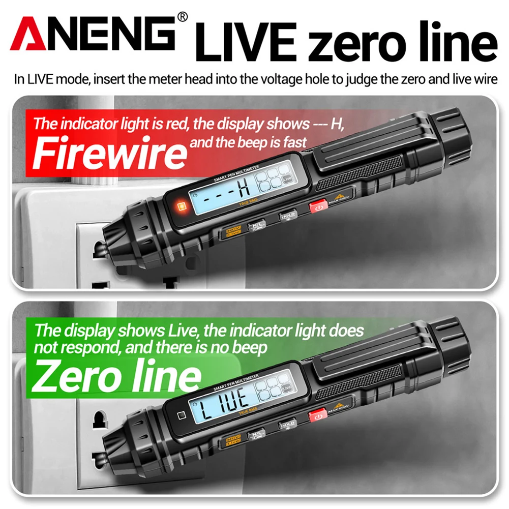 NCV Multimeter Pen Intelligent Voice Broadcast Digital Tester 4000 Count DC AC Voltage Sensor Pen Fire Wire Identification Meter