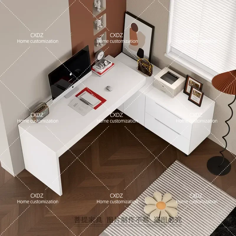 Modern Minimalist Solid Wood Desk Dresser Bedroom End of Bed Storage Cabinet Computer Table Integrated Corner Learning