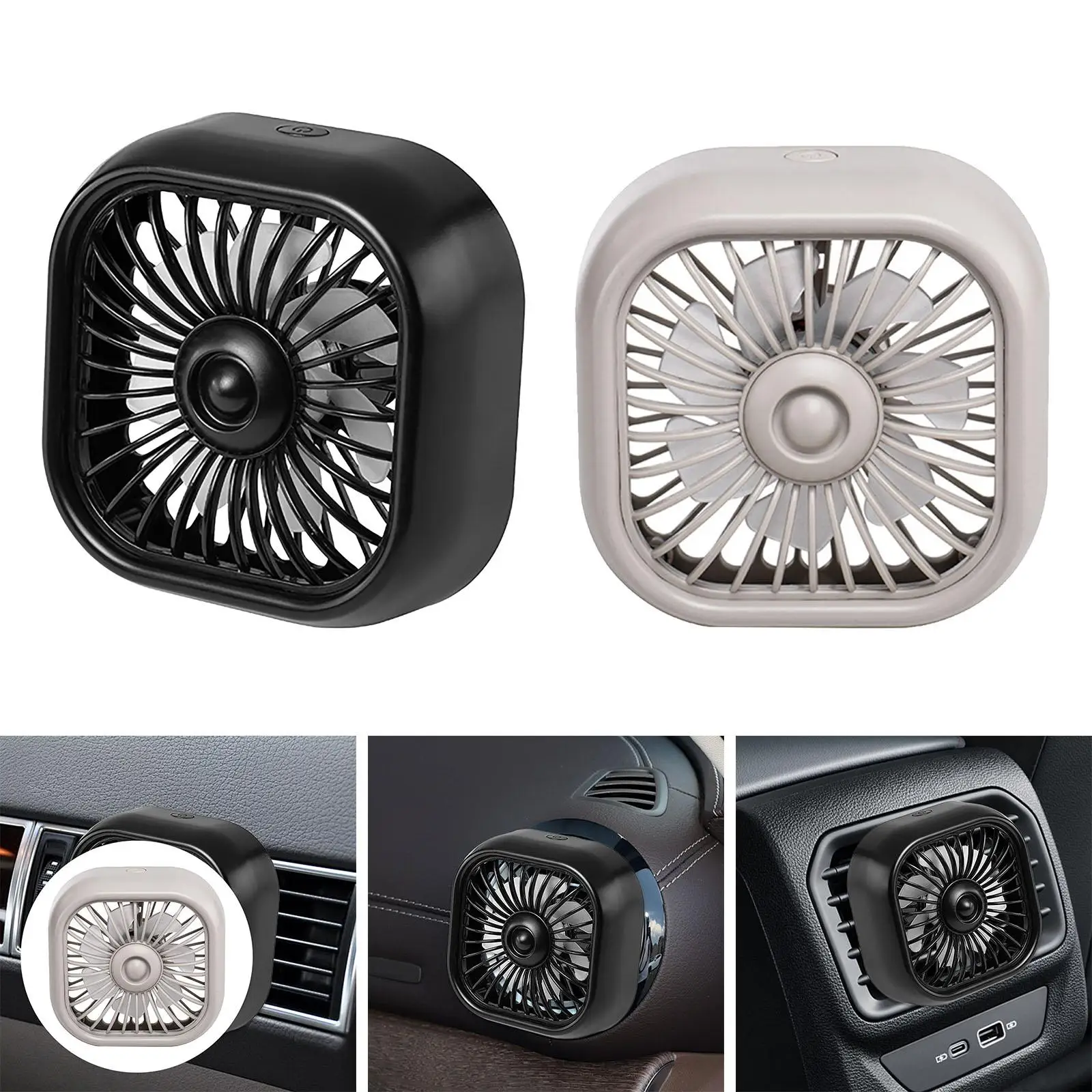 Small Car Summer Fan 3 Speed Adjustable USB Car Fan USB Fan with 7 Colorful Light Mini Portable Fan for RV Truck Vehicle Car SUV