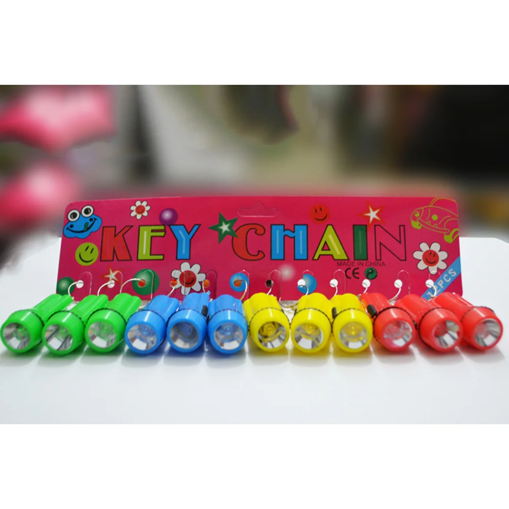 

12 Pcs Handy Flashlight Torch Keychain Gift LED Keyrings Assorted Color