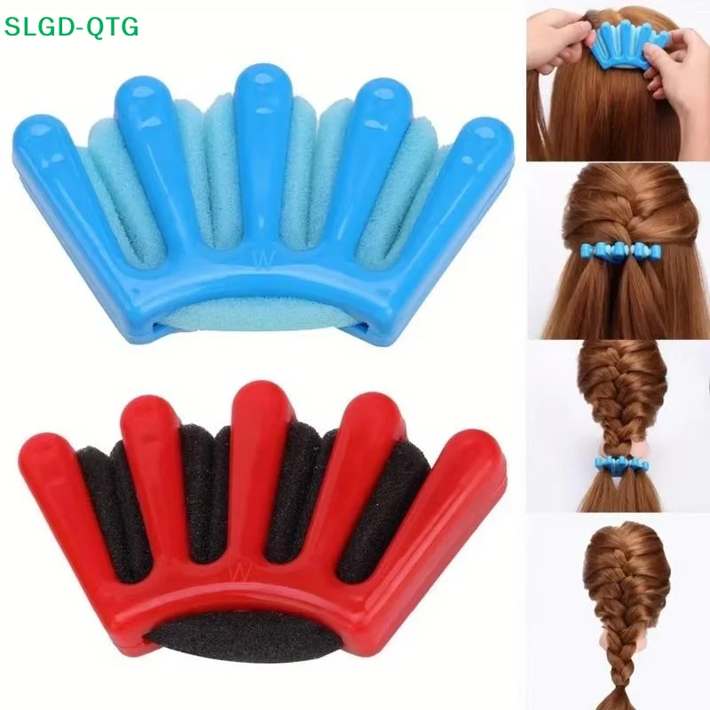 Hot 1Pcs DIY Wave Curly Twist Styling Kit Manual Hair Crimper 5-Finger Sponge Hair Braiding Tool For Women Girls Party Travel