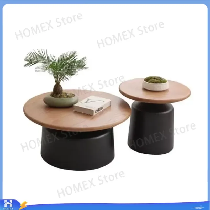 Nordic Round Coffee Table Set Modern Wooden Top White Base Side Tables Creative Living Room Furniture Home Decor Minimalist