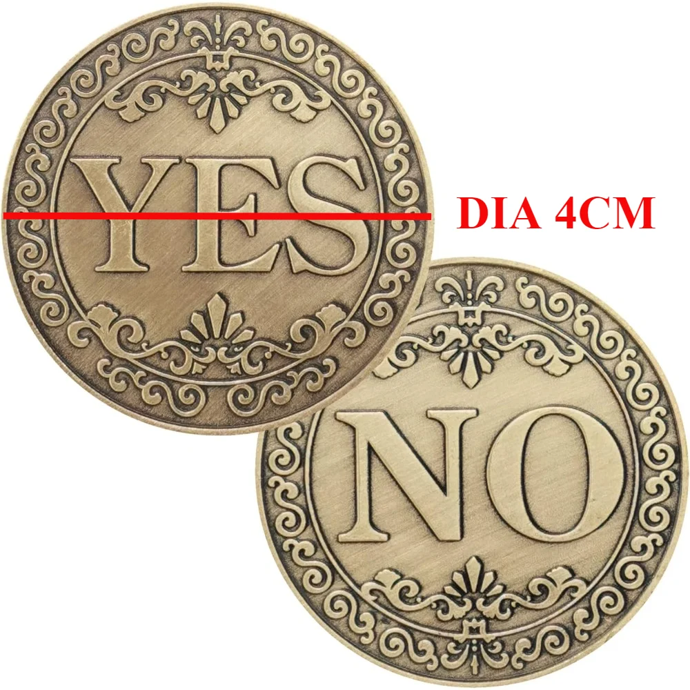 Bronze Yes or No Commemorative Coin Souvenir Non-currency Coins Game Novelty YES NO Letter Challenge Coins Decision Maker