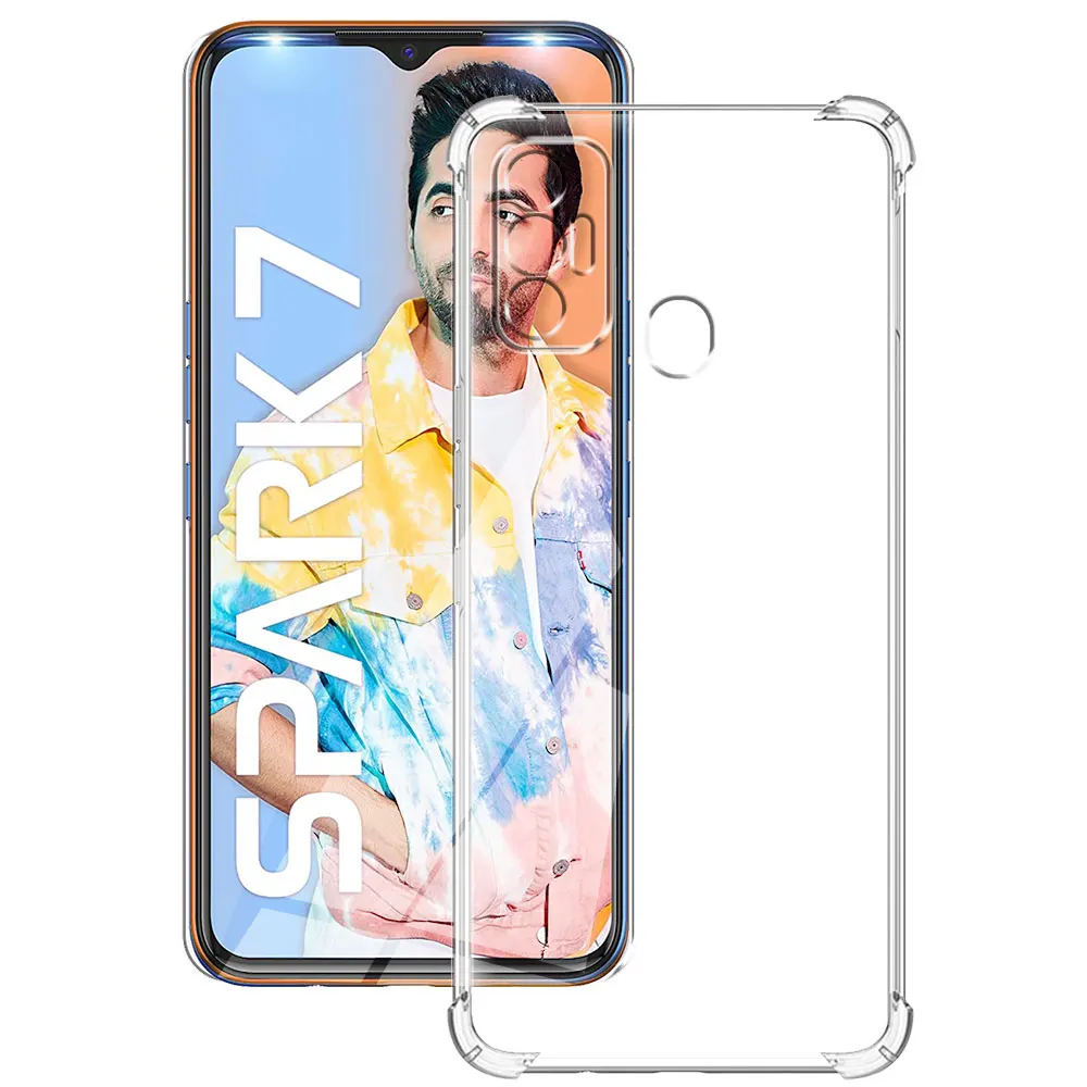 Shockproof Case For Tecno Spark 7 Soft Silicone Transparent Case For Tecno Spark 7T Clear Cover For Spark7 7t Funda Coque