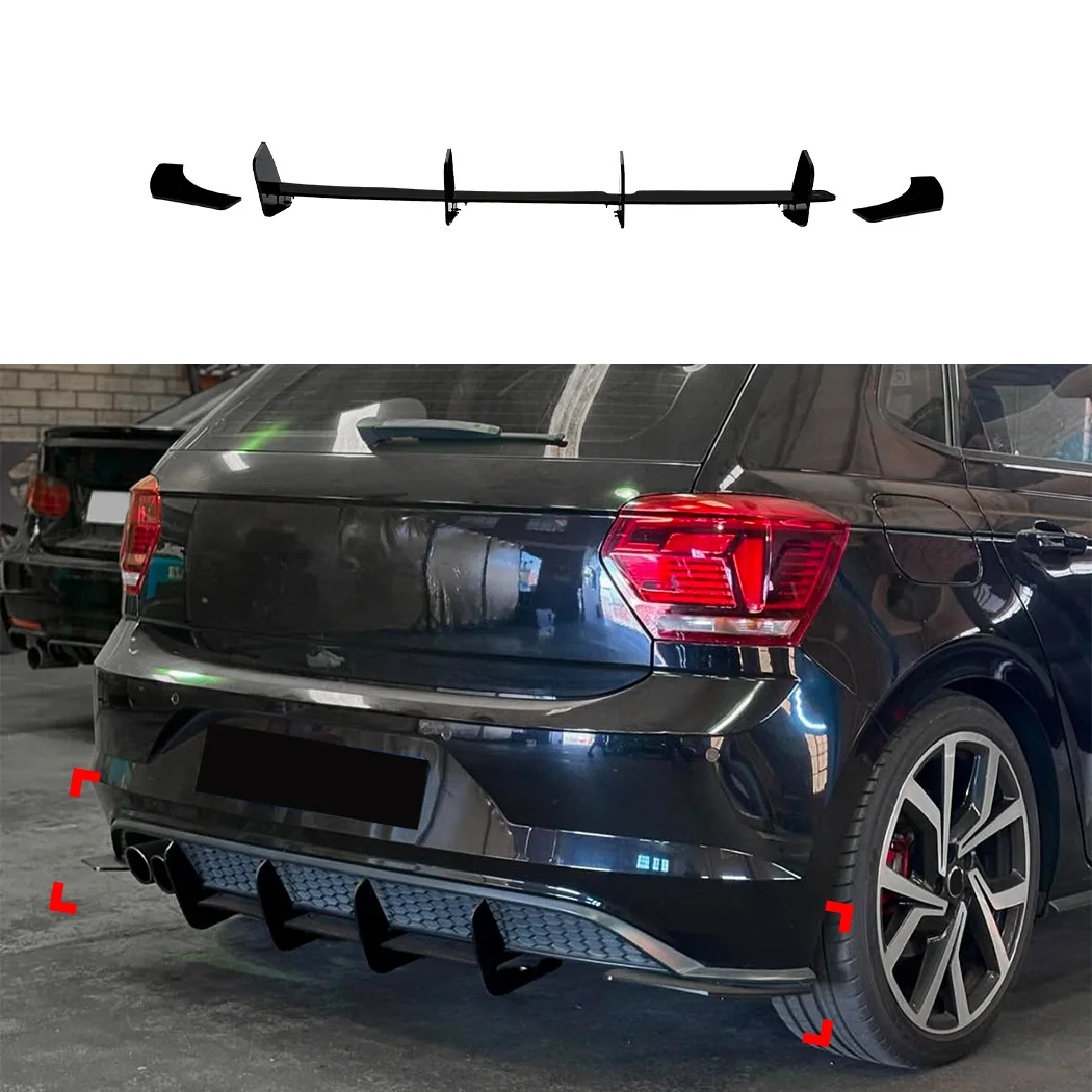 

Applicable to Volkswagen Polo MK6 GTI 2018-2021 rear lip tail lip spoiler rear blade sticker modification