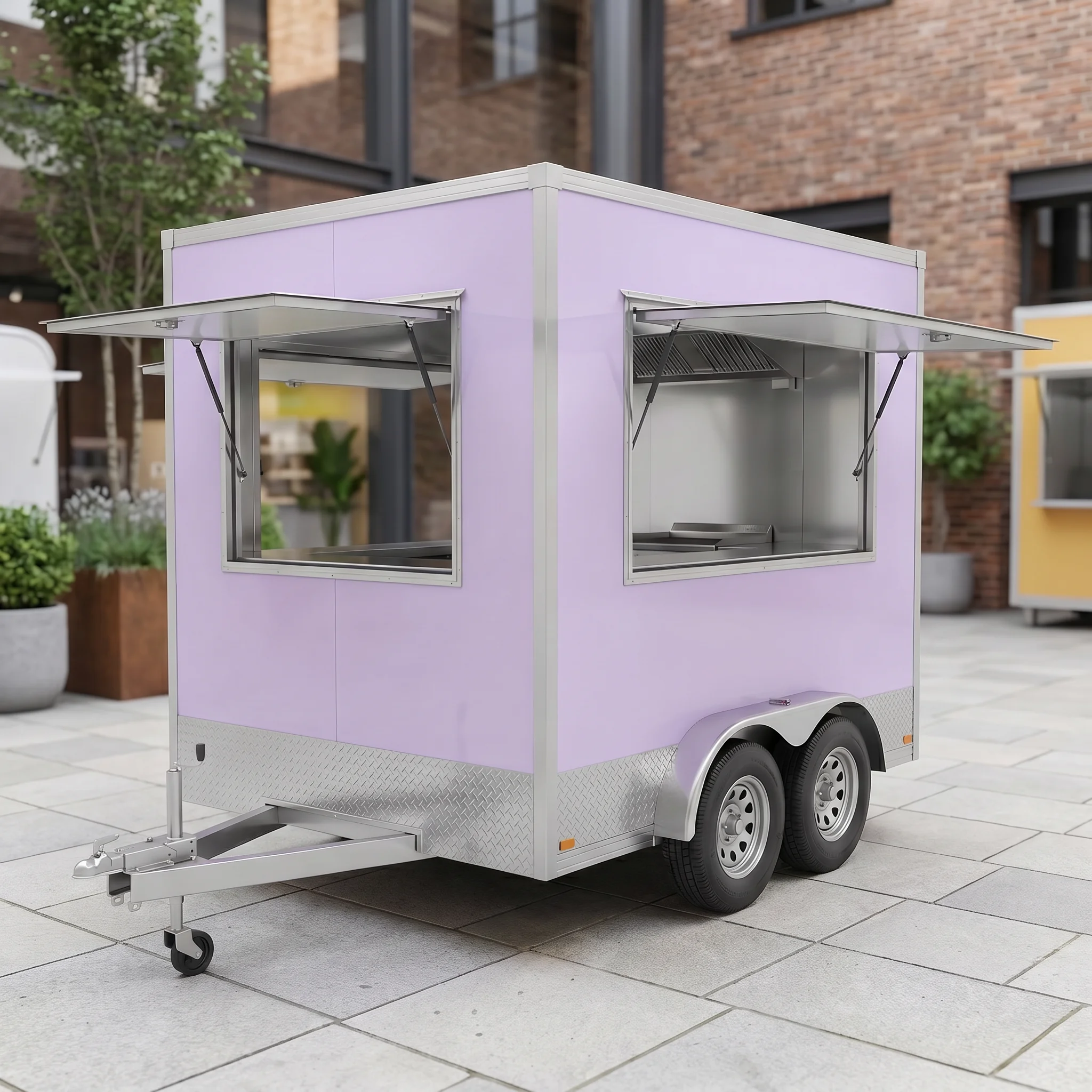 High ROI Custom Wrap Square Food Trailer Mobile Fresh Juice Beverage Box Cart Ice Cream Vending Truck For Playground Event