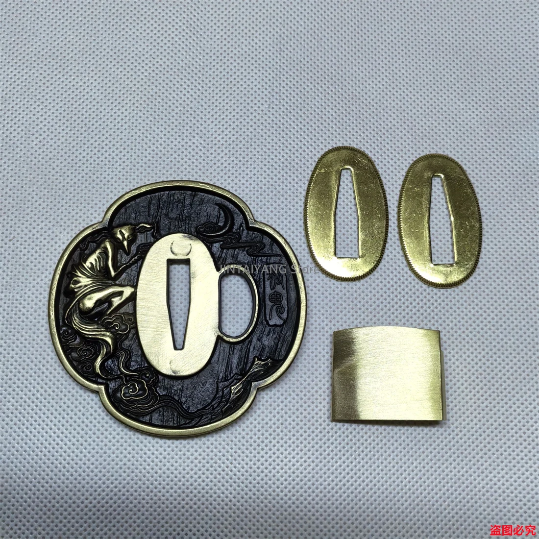 Brass Tsuba Habaki Seppas Fitting For Japanese Sword Katana Parts Nice Copper Carved
