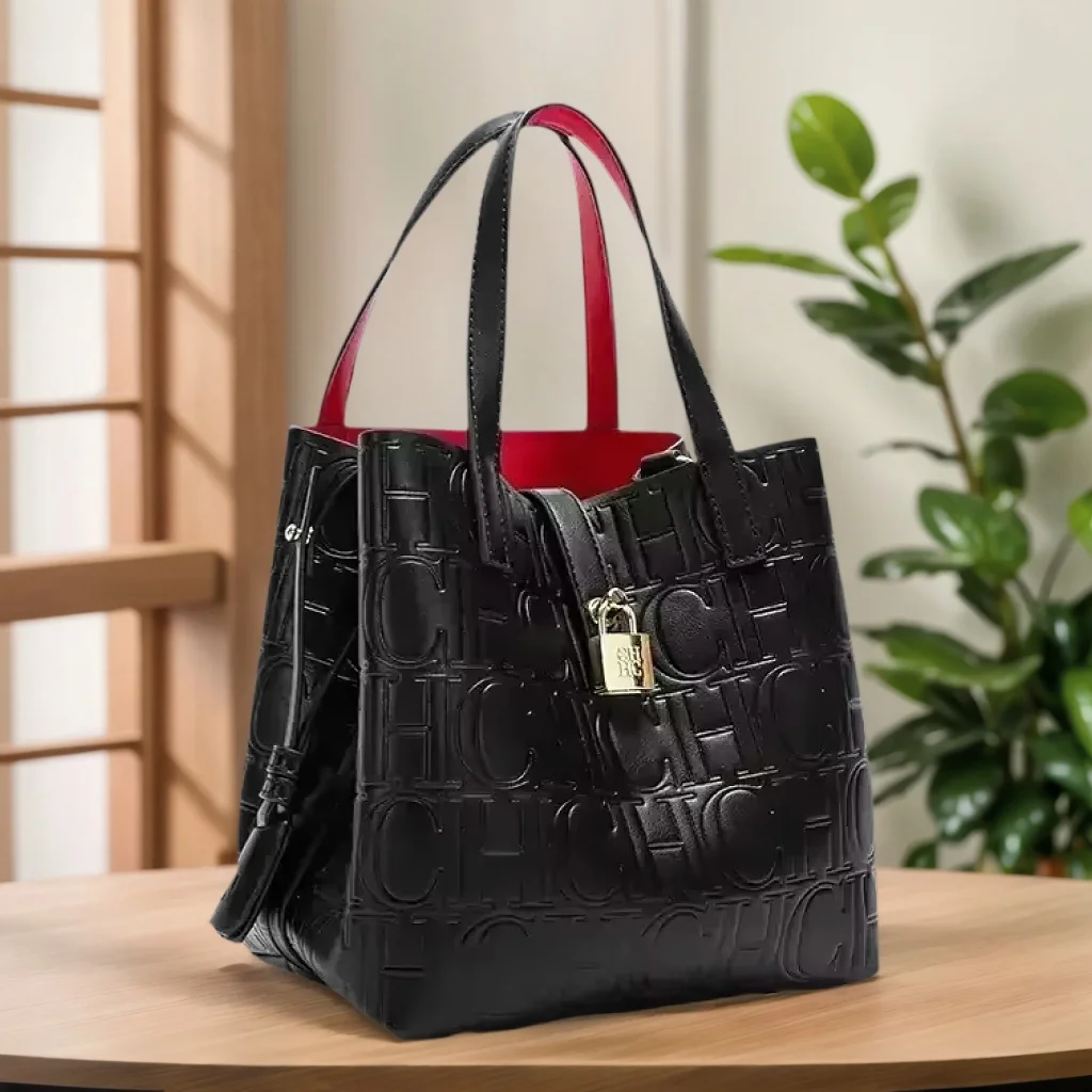 

CH Tote Bag Dual Tone Red Interior Premium Embossed Leather Versatile Crossbody Bag Luxury Fashion Essential Must Have Everyday