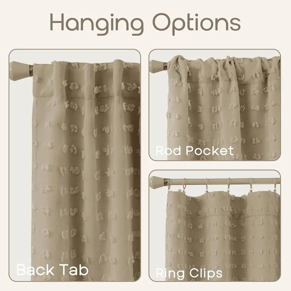 84 Cortinas bohemias color caqui neutro, color topo, juego de 2 paneles para sala de estar, cortinas estilo granja marrón claro para dormitorio y guardería