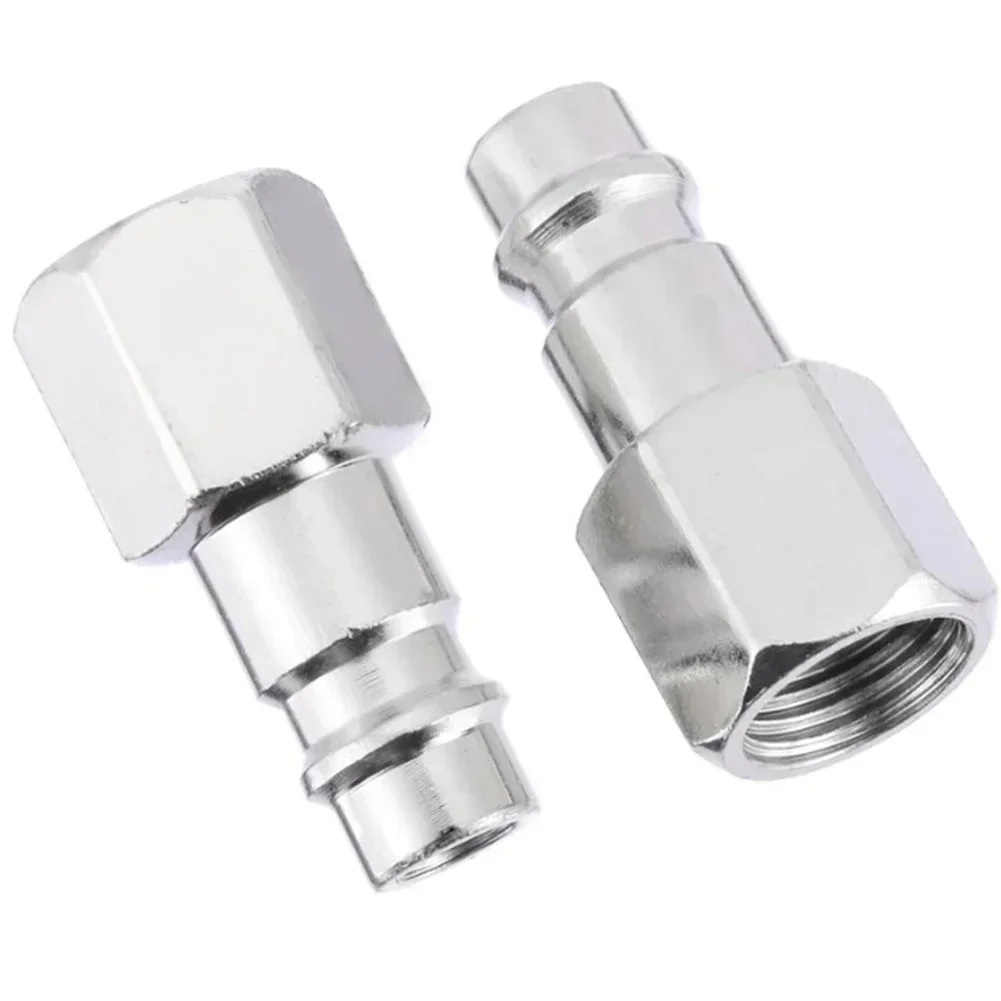 Euro Male Quick Release Fittings Accessories Air Line Compressor Connect Hose Silver Thread Tools 1/4 2pcs