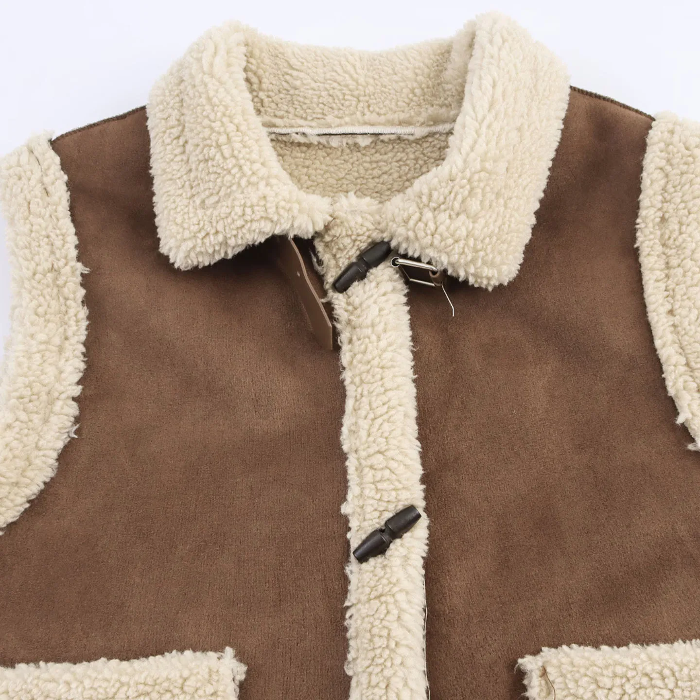 

Ele Motorcycle Sle Svel Stand Collar Furry Vest Women's Autumn Faion Trendy Collar Single Button Closure