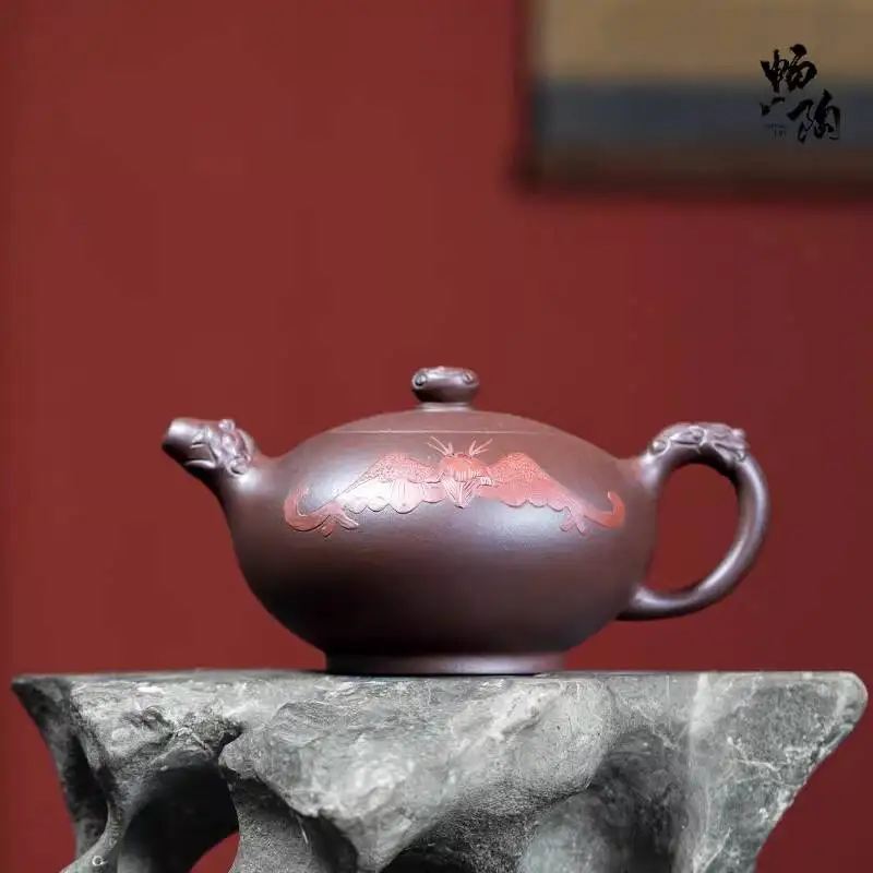 [Chang Tao] Yixing Original Mineral Sand Teapot Famous Tao Shunqing Handmade Purple Clay Longyun Baifu 380Cc