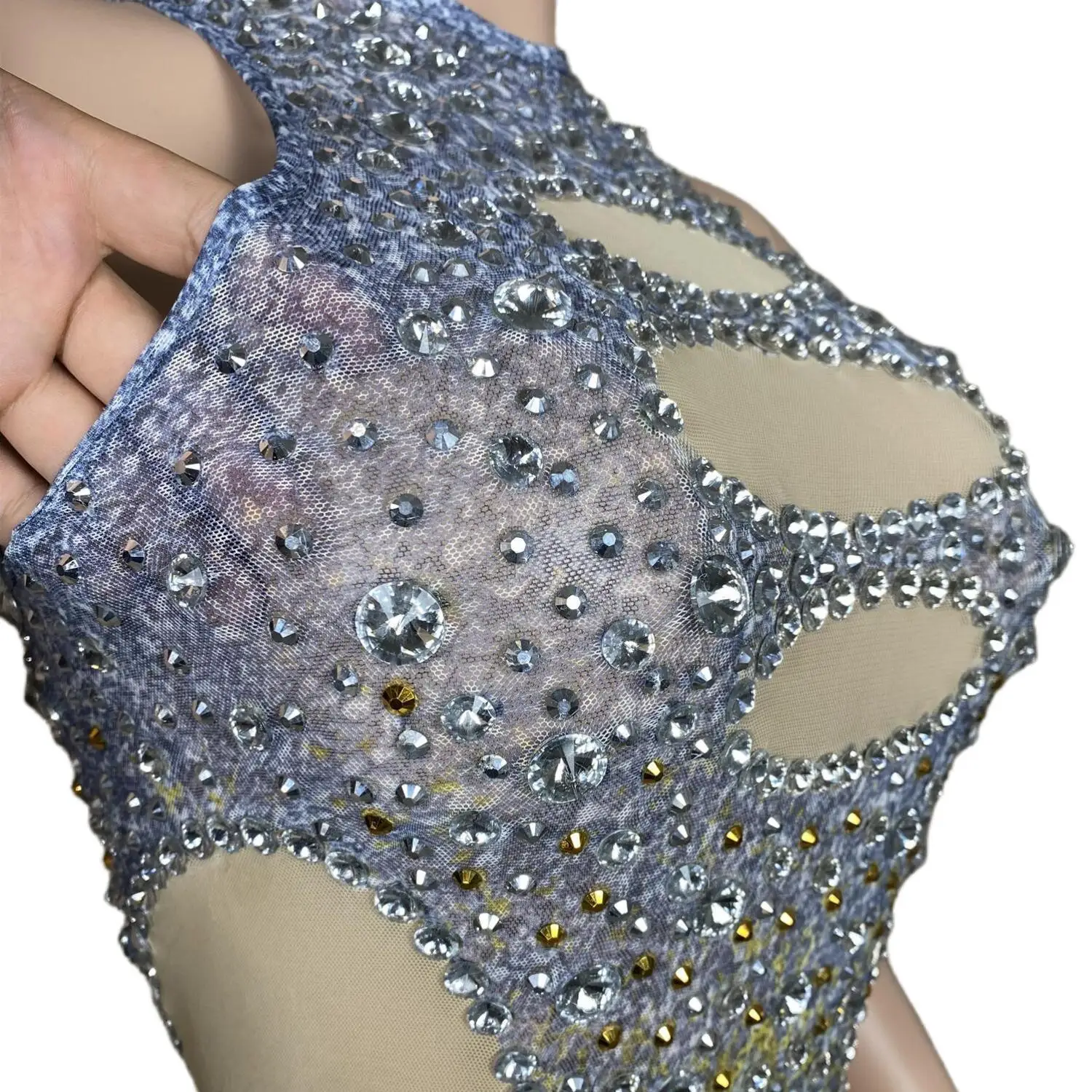 Vestido de noite sem mangas feminino com diamante de água falso oco design hip envoltório saia para jantar de celebridades tapete vermelho bola