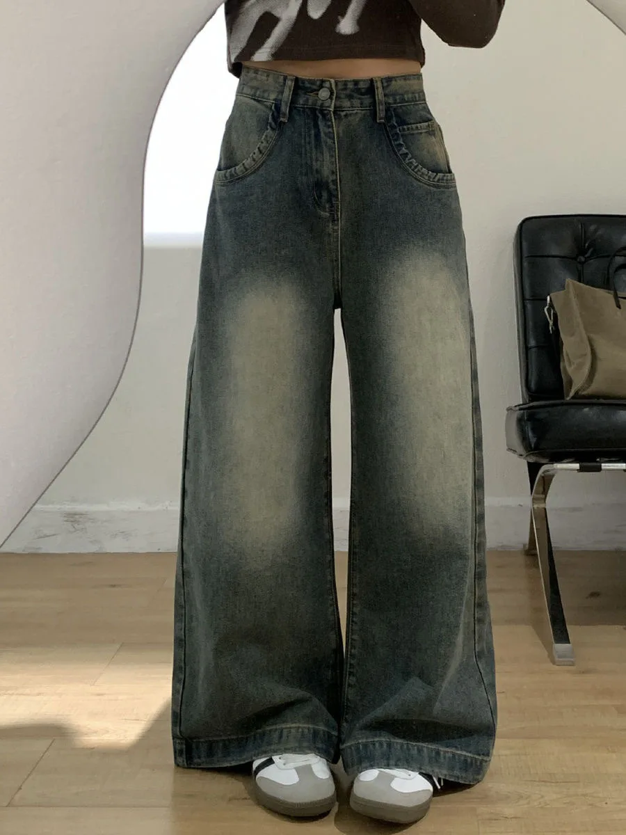 Zomerjeans Dames Trekkoord Elastische taille Ontspannen Losse pasvorm Comfortabel Dagelijks gebruik Praktisch Gezellig Zacht Lang Palazzo All Match