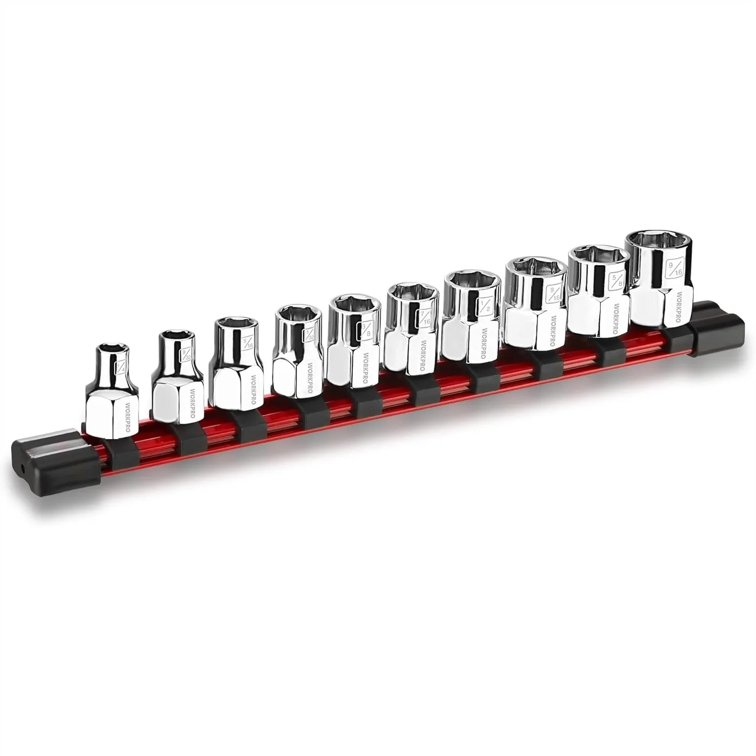 

3/8" Drive Socket Set, 10-Piece SAE CR-V with Sturdy Organizer and Anti-Roll Rail for Reliable DIY Use