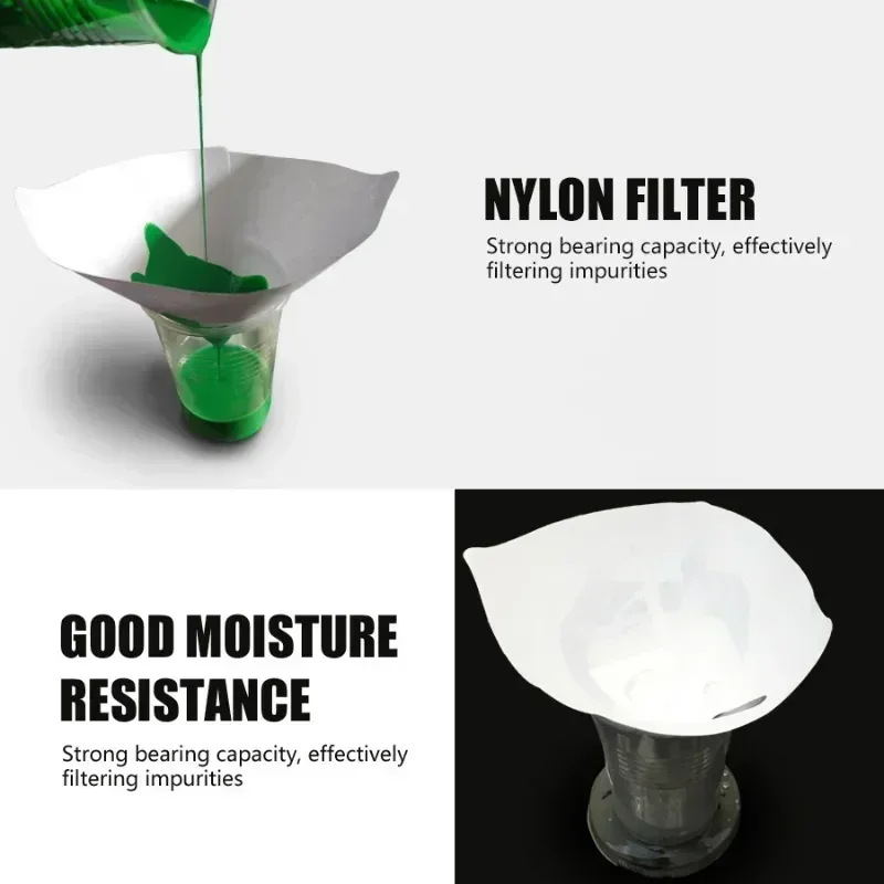 Disposable Paper Filter Paint Spray Mesh Purifying Straining Funnel White Thicken Filter Conical Nylon Funnels Paper Tool