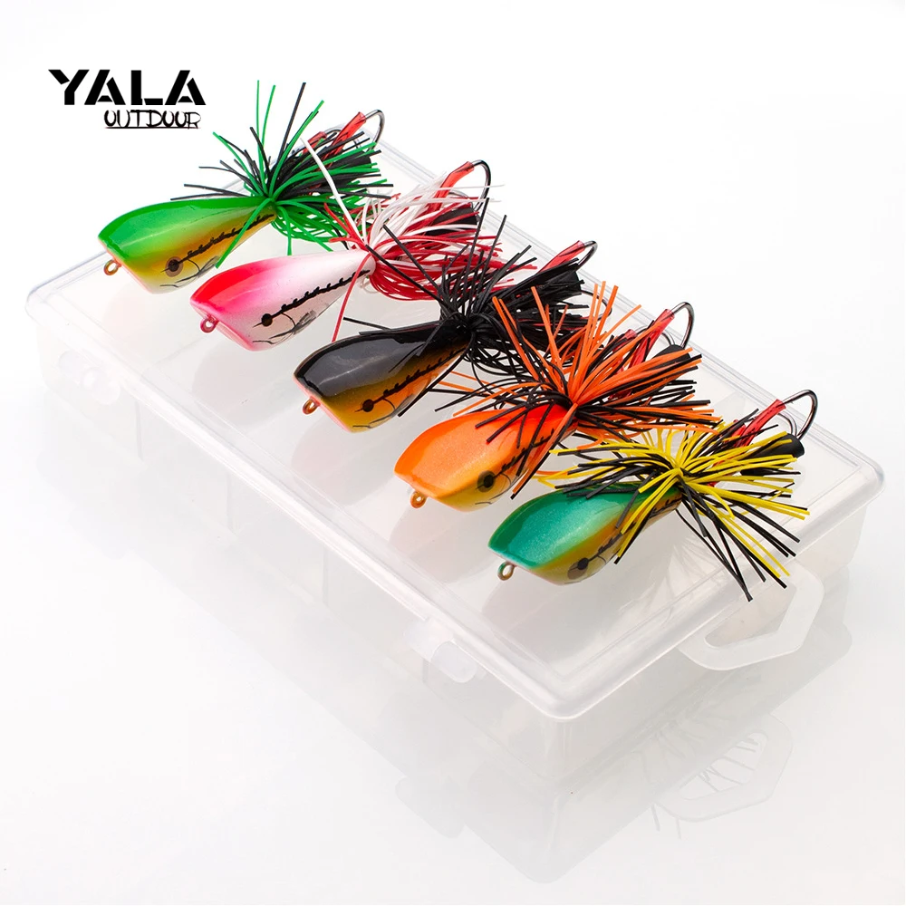 

5.5cm 9g Frog Lure Soft Tube Bait Plastic Popper Frog Fishing Lure with Fishing Hooks Topwater Frog Artificial