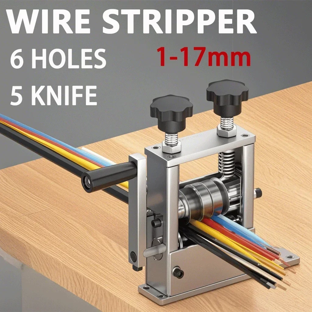 Double Drive Wire Stripper Machine Stripping Tool for 1-22 mm Scrap Wire Copper Wire Stripper for Leftover Cable