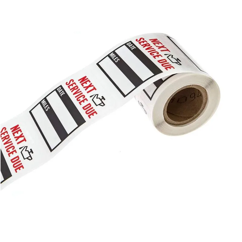 Practical 100pcs/roll 2 Inch Square Oil Change Maintenance Service Reminder Sticker "NEXT SERVICE DUE" Car Window Adhesive Label