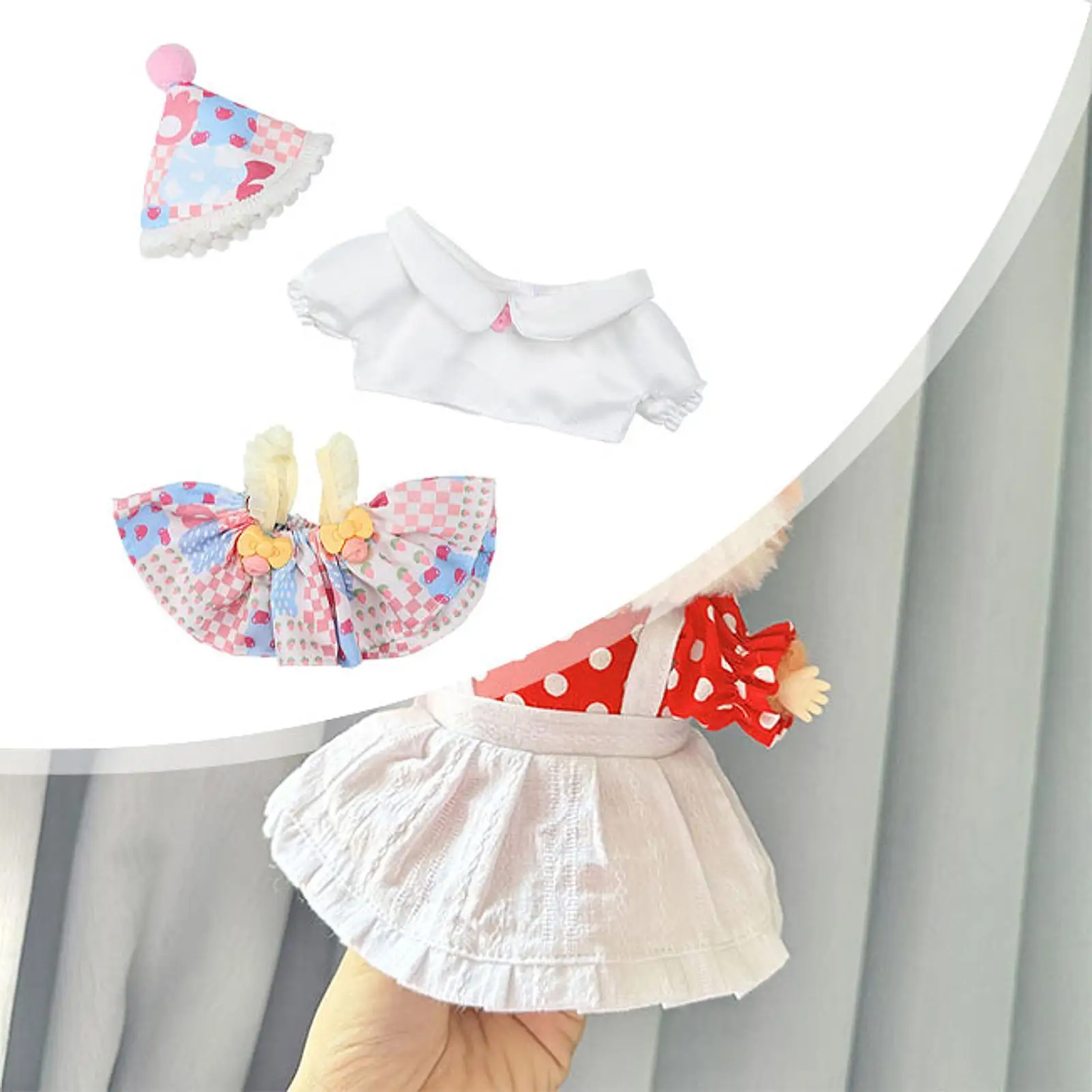 

20cm Dolls Clothes Miniature Outfits Multifunctional Shirt Skirt Hat Suit for Halloween DIY Crafts Gifts Thanksgiving Present