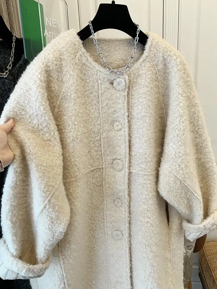 معطف SuperAen ذو صدر واحد برباط متوسط الطول للنساء بخصر وأكمام طويلة سترة خريف وشتاء 2025