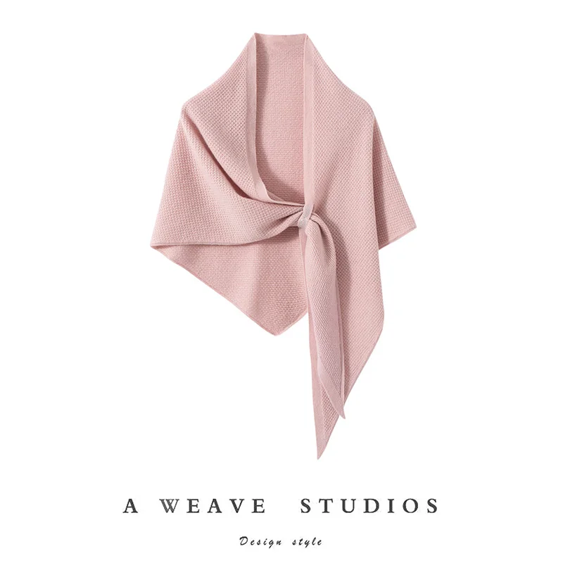

ADDONEE Luxury Women's 100% Cashmere Knit Triangle Shawls Scarf Autumn Winter Grace High Quality Wraps Shawls Cashmere Knitwear